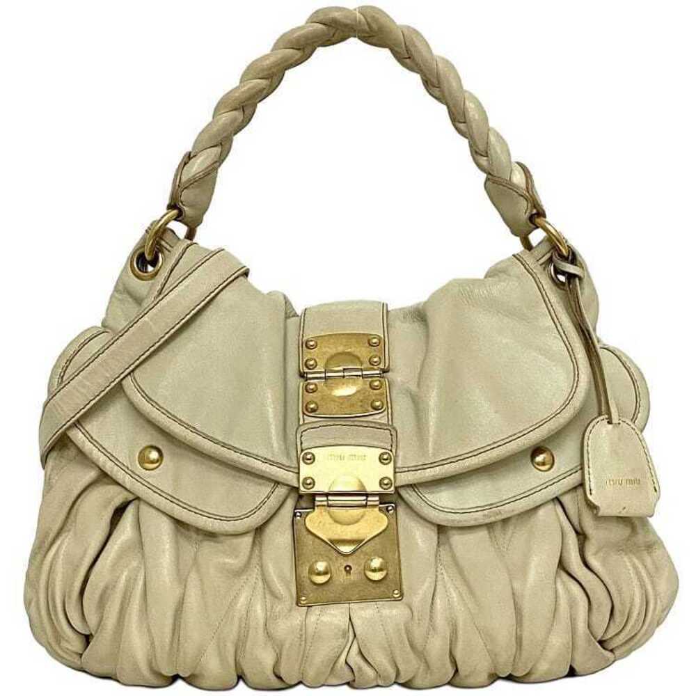 Miu Miu Bag Cream White Matelasse Flap Leather Shoulder Key Gathered Shoulder